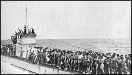 U-156 with Laconia survivors on deck