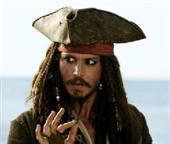 Johnny Depp as the pirate Jack Sparrow